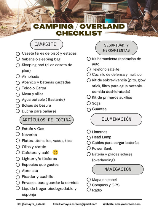 Camping Checklist (Español)