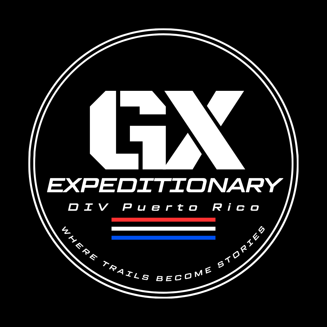 GX Expeditionary logo with 'DIV Puerto Rico' text on a black background